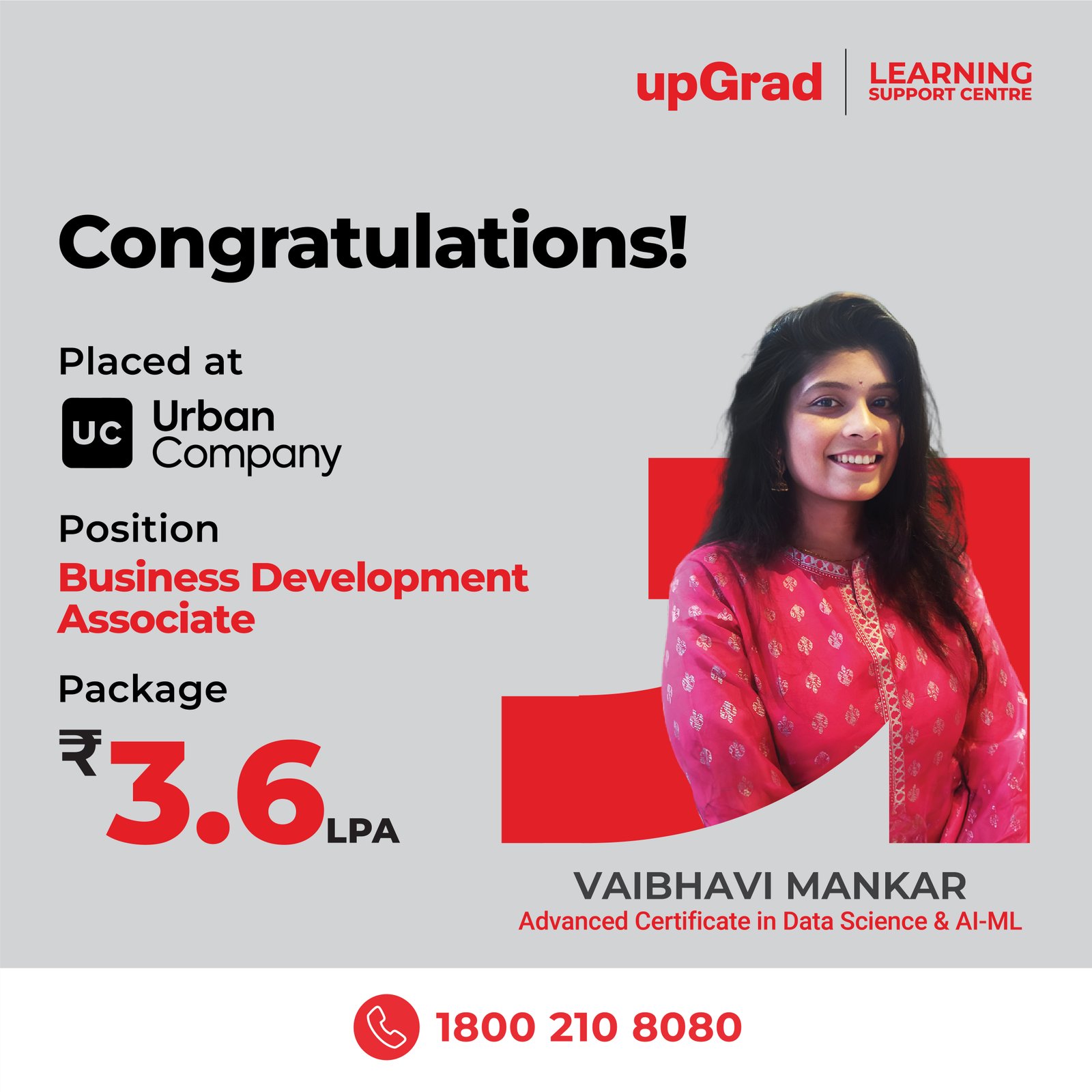 VAIBHAVI MANKAR placed at Urban Company.